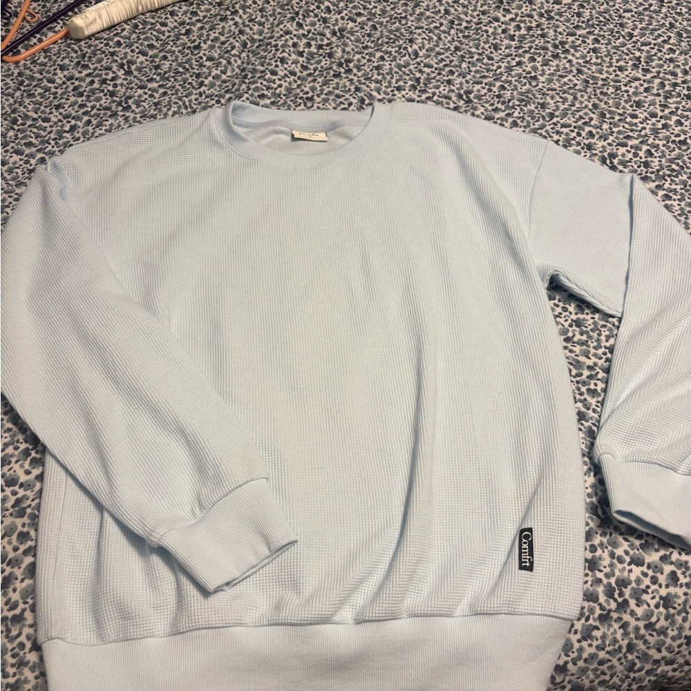 Comfrt Waffle Light Blue Sweater